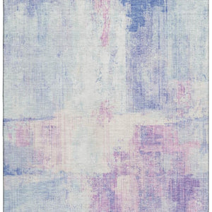 HomeRoots 9' X 12' Sky Blue & Ivory Abstract Washable Area Rug - Durable, UV-Protected, Family-Friendly Design 700450