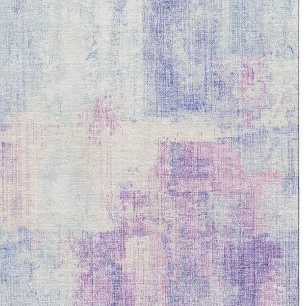 HomeRoots 10' Sky Blue & Ivory Abstract Washable Area Rug - Stain Resistant, UV Protected, Non-Slip Design 700451