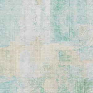 HomeRoots 5' X 8' Teal And Ivory Abstract Washable Area Rug - Stylish, Durable & UV-Protected for Any Room 700453