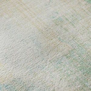 HomeRoots 8' Teal And Ivory Abstract Round Rug - Washable, UV-Protected, Durable, Ideal for Family Spaces 700454