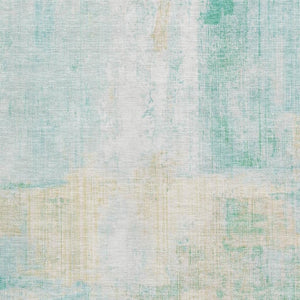 HomeRoots 8' X 10' Teal and Ivory Abstract Washable Area Rug with Non-Slip Backing & UV Protection for Homes 700455