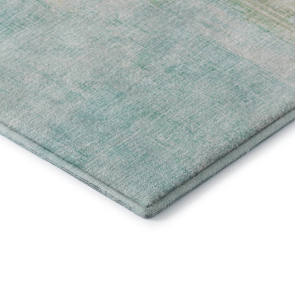 HomeRoots 9' X 12' Stylish Teal and Ivory Abstract Area Rug - Washable, UV-Protected, Durable for Busy Homes 700456
