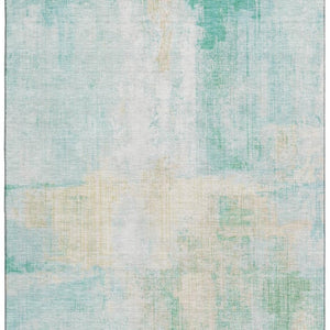 HomeRoots 9' X 12' Stylish Teal and Ivory Abstract Area Rug - Washable, UV-Protected, Durable for Busy Homes 700456