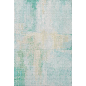HomeRoots 10' X 14' Teal & Ivory Abstract Washable Area Rug - Perfect for High-Traffic Spaces with UV Protection! 700457