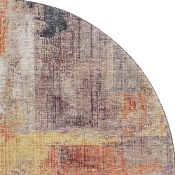 HomeRoots 8' Washable Round Rug in Taupe, Gold & Copper - Stylish, Durable, UV-Protected for Family Spaces 700460