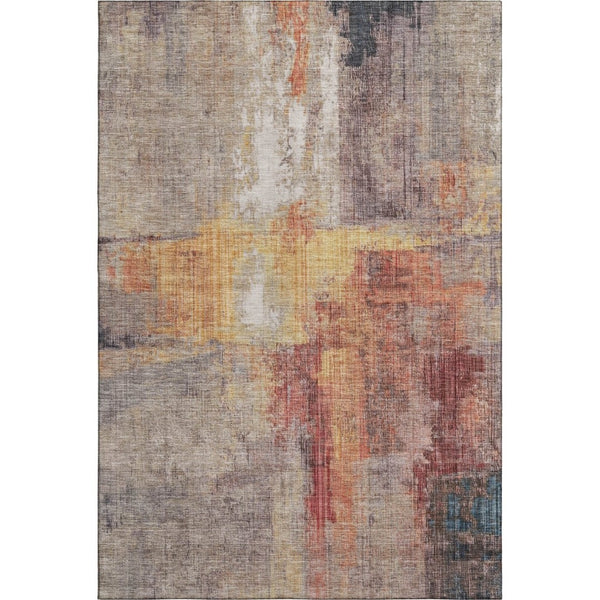 HomeRoots 8' X 10' Contemporary Abstract Taupe Gold Copper Area Rug - Washable, UV Protected & Stylish! 700461