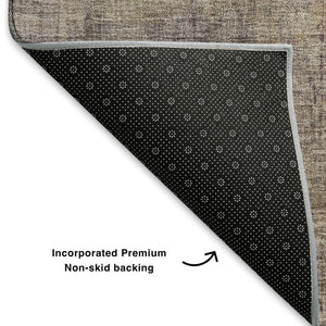 HomeRoots 8' X 10' Contemporary Abstract Taupe Gold Copper Area Rug - Washable, UV Protected & Stylish! 700461