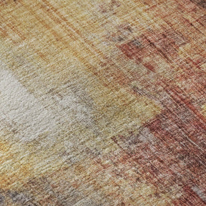HomeRoots 8' X 10' Contemporary Abstract Taupe Gold Copper Area Rug - Washable, UV Protected & Stylish! 700461