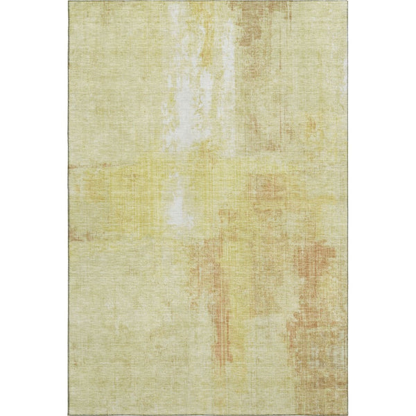 HomeRoots 10' Wheat & Ivory Abstract Area Rug - Durable, Washable, UV Protected for High-Traffic Homes 700469