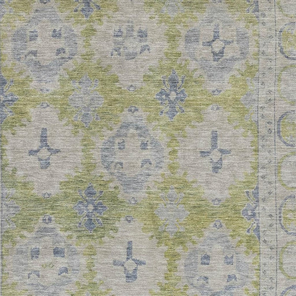 HomeRoots 8' X 10' Artichoke Green & Blue Oriental Washable Area Rug - UV Protected, Stain Resistant, Stylish! 700473
