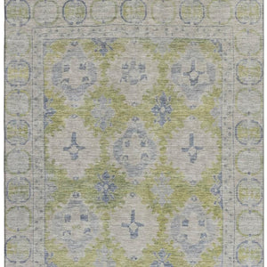 HomeRoots 8' X 10' Artichoke Green & Blue Oriental Washable Area Rug - UV Protected, Stain Resistant, Stylish! 700473
