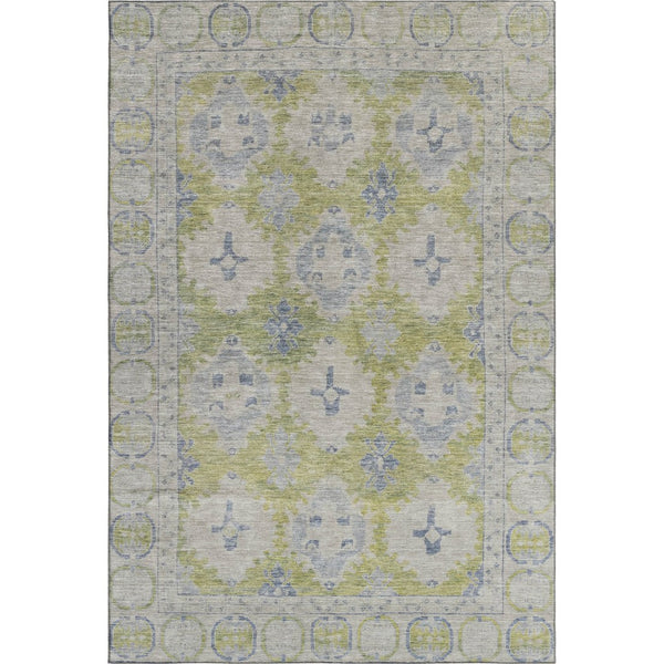HomeRoots 9' X 12' Artichoke Green & Blue Oriental Area Rug – Stain Resistant, UV Protected, Durable Design! 700474