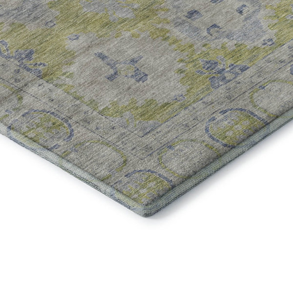 HomeRoots 9' X 12' Artichoke Green & Blue Oriental Area Rug – Stain Resistant, UV Protected, Durable Design! 700474