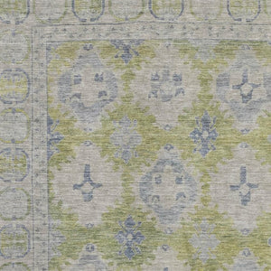 HomeRoots 9' X 12' Artichoke Green & Blue Oriental Area Rug – Stain Resistant, UV Protected, Durable Design! 700474