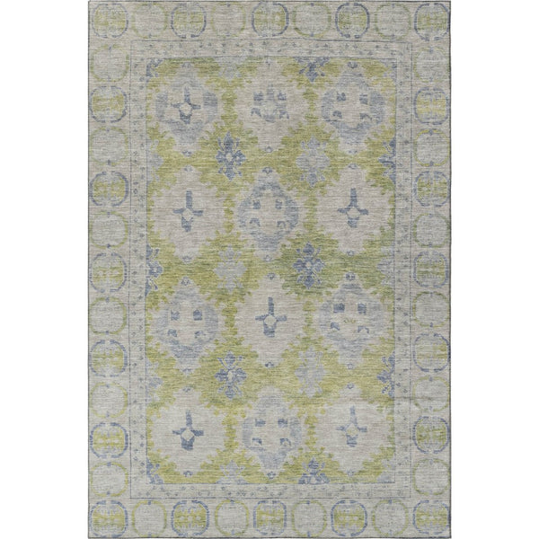 HomeRoots 9' X 12' Artichoke Green & Blue Oriental Area Rug – Stain Resistant, UV Protected, Durable Design! 700474