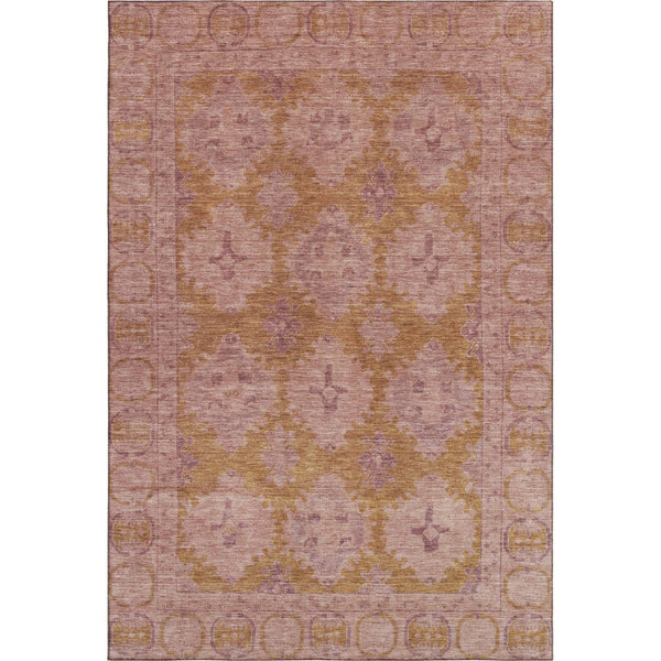 HomeRoots 5' X 8' Blush and Orange Oriental Area Rug - Stylish, Washable, UV-Protected for Family-Friendly Spaces 700477