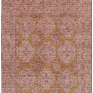HomeRoots 5' X 8' Blush and Orange Oriental Area Rug - Stylish, Washable, UV-Protected for Family-Friendly Spaces 700477