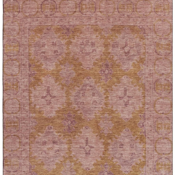 HomeRoots 5' X 8' Blush and Orange Oriental Area Rug - Stylish, Washable, UV-Protected for Family-Friendly Spaces 700477