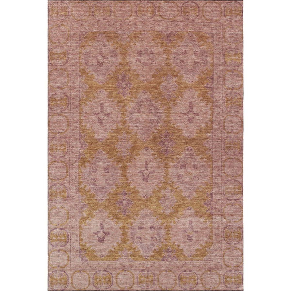HomeRoots 5' X 8' Blush and Orange Oriental Area Rug - Stylish, Washable, UV-Protected for Family-Friendly Spaces 700477