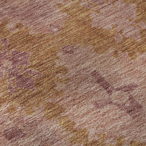 HomeRoots 8' Blush and Orange Oriental Round Rug - Stain-Resistant, UV-Protected, Non-Slip for Style & Durability 700478