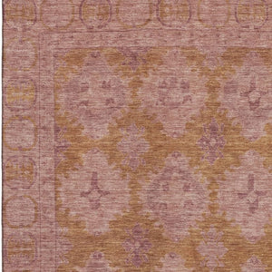 HomeRoots 8' X 10' Blush and Orange Oriental Area Rug – Durable, Washable, UV-Protected, Ideal for Homes with Kids 700479