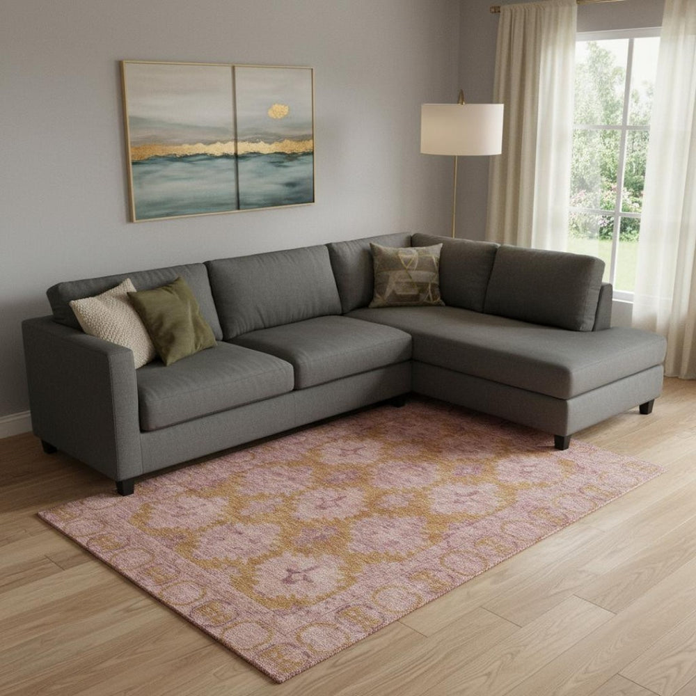 HomeRoots 9' X 12' Blush & Orange Oriental Area Rug - Stain Resistant, UV Protected, Non-Slip, Soft & Stylish! 700480