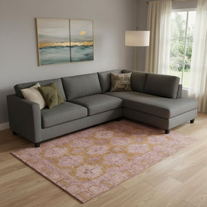 HomeRoots 9' X 12' Blush & Orange Oriental Area Rug - Stain Resistant, UV Protected, Non-Slip, Soft & Stylish! 700480