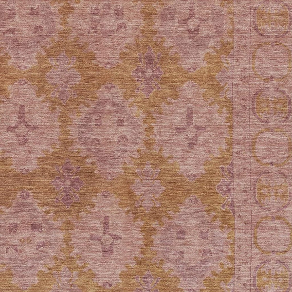 HomeRoots 9' X 12' Blush & Orange Oriental Area Rug - Stain Resistant, UV Protected, Non-Slip, Soft & Stylish! 700480