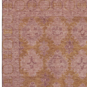 HomeRoots 10' Blush and Orange Oriental Washable Area Rug with UV Protection for Stylish Family Spaces 700481