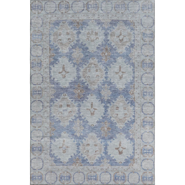 HomeRoots 5' X 8' Blue and Brown Oriental Washable Area Rug with UV Protection – Perfect for Busy Homes! 700483