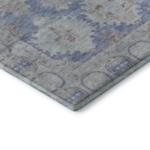HomeRoots 5' X 8' Blue and Brown Oriental Washable Area Rug with UV Protection – Perfect for Busy Homes! 700483