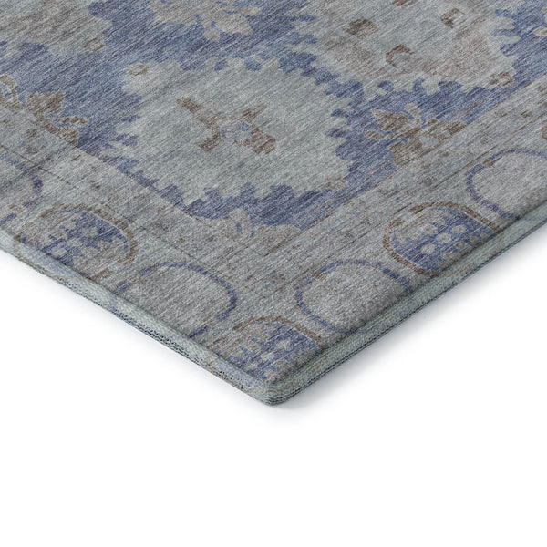 HomeRoots 5' X 8' Blue and Brown Oriental Washable Area Rug with UV Protection – Perfect for Busy Homes! 700483
