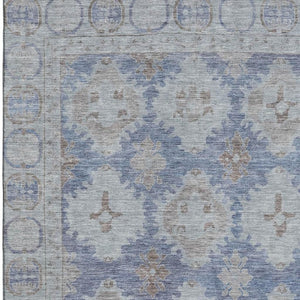 HomeRoots 8' X 10' Blue and Brown Oriental Area Rug - Stain-Resistant, UV Protected, Comfortable & Stylish! 700485