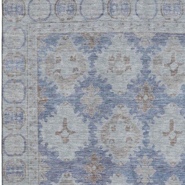 HomeRoots 8' X 10' Blue and Brown Oriental Area Rug - Stain-Resistant, UV Protected, Comfortable & Stylish! 700485