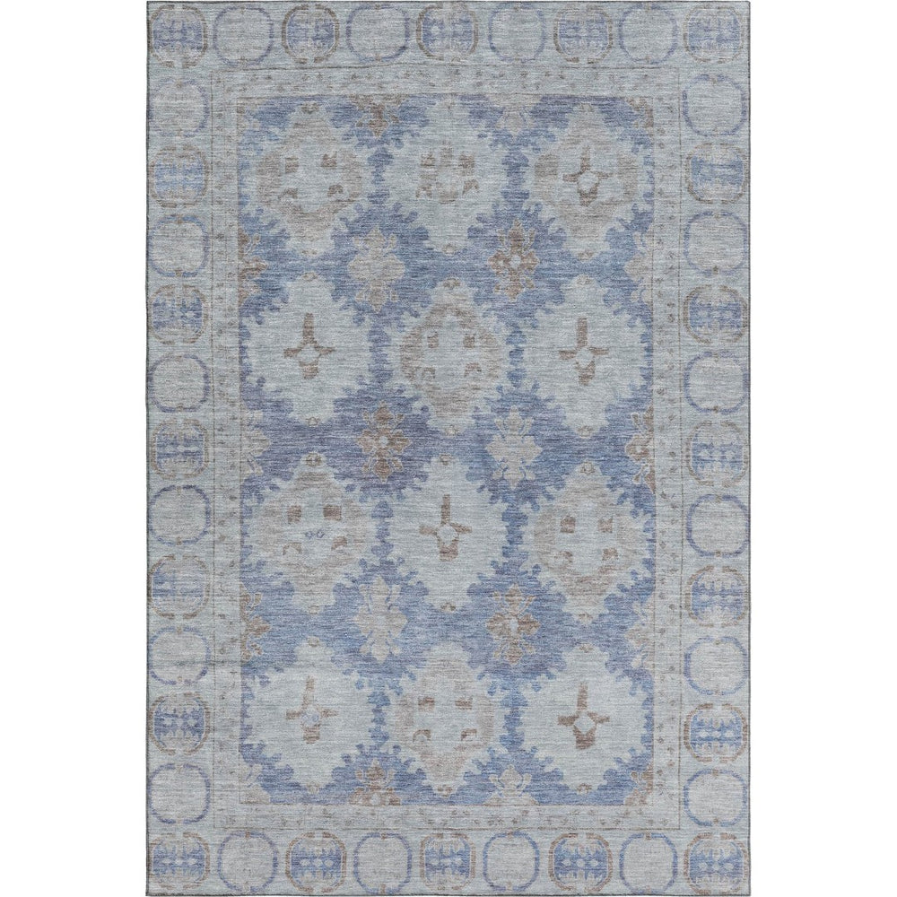 HomeRoots 9' X 12' Blue and Brown Oriental Area Rug - Washable, UV Protected, Durable for High-Traffic Spaces 700486