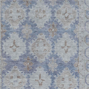HomeRoots 9' X 12' Blue and Brown Oriental Area Rug - Washable, UV Protected, Durable for High-Traffic Spaces 700486