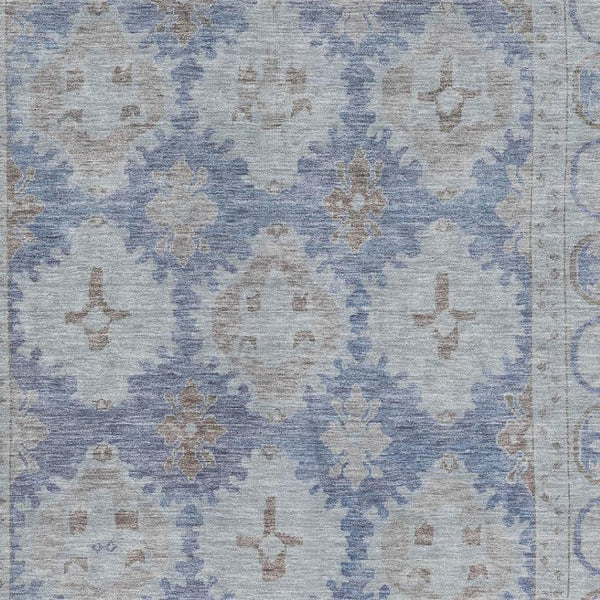 HomeRoots 9' X 12' Blue and Brown Oriental Area Rug - Washable, UV Protected, Durable for High-Traffic Spaces 700486