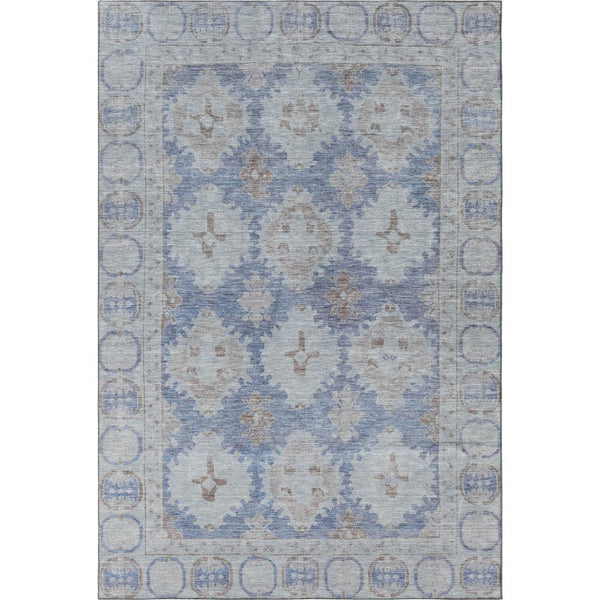 HomeRoots 9' X 12' Blue and Brown Oriental Area Rug - Washable, UV Protected, Durable for High-Traffic Spaces 700486