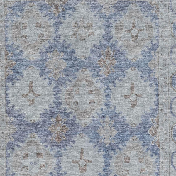 HomeRoots 10' X 14' Blue & Brown Washable Oriental Area Rug with UV Protection - Durable, Stain-Resistant Design! 700487