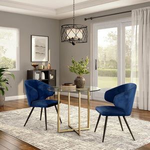 EuroStyle Legend Round Glass Dining Table with Architectural Steel Base for Modern Spaces Matte Brushed Gold 70048MBG-KIT