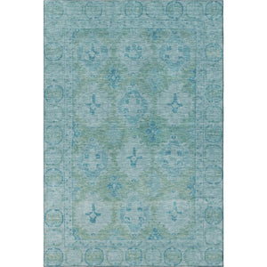 HomeRoots 8' X 10' Teal and Aqua Oriental Area Rug - Durable, UV-Protected, Stain-Resistant for Busy Homes! 700491