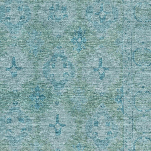 HomeRoots 9' X 12' Teal And Aqua Oriental Area Rug – Durable, Stain-Resistant, UV Protected & Non-Slip Design! 700492