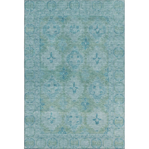 HomeRoots 10' Teal and Aqua Oriental Washable Area Rug - Durable, UV-Protected, Ideal for Busy Homes & Kids 700493