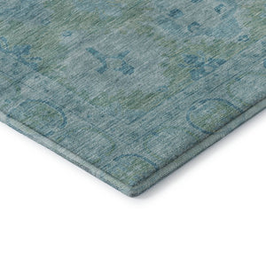 HomeRoots 10' Teal and Aqua Oriental Washable Area Rug - Durable, UV-Protected, Ideal for Busy Homes & Kids 700493