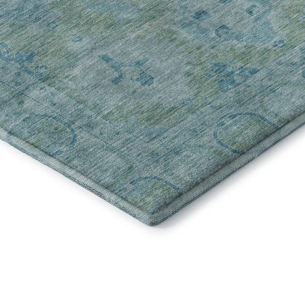 HomeRoots 10' Teal and Aqua Oriental Washable Area Rug - Durable, UV-Protected, Ideal for Busy Homes & Kids 700493