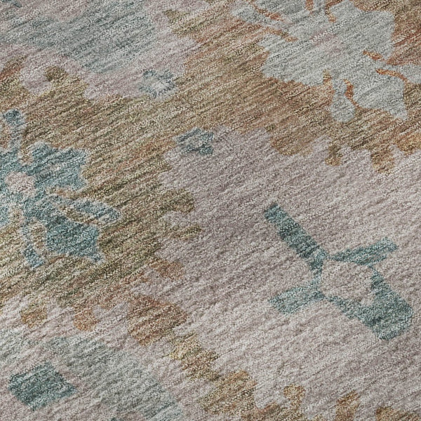 HomeRoots 5' X 8' Terra Cotta & Teal Oriental Area Rug - Durable, Stain-Resistant, UV Protected for Homes 700495