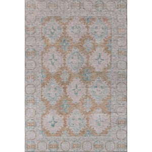 HomeRoots 5' X 8' Terra Cotta & Teal Oriental Area Rug - Durable, Stain-Resistant, UV Protected for Homes 700495