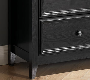 English Elm Modern 7 Drawers Dresser with Unique Feet, Smooth Glide Drawers and Metal Handles for Stylish Storage Black W2275P149785