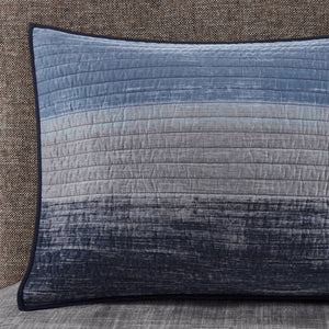 JLA Home Madison Park Essentials - 8 Watercolor Stripe Quilt Set with Reversible Microfiber, Cotton Sheets, Embroidered Pillow, OEKO-TEX Certified Navy MPE13-1213