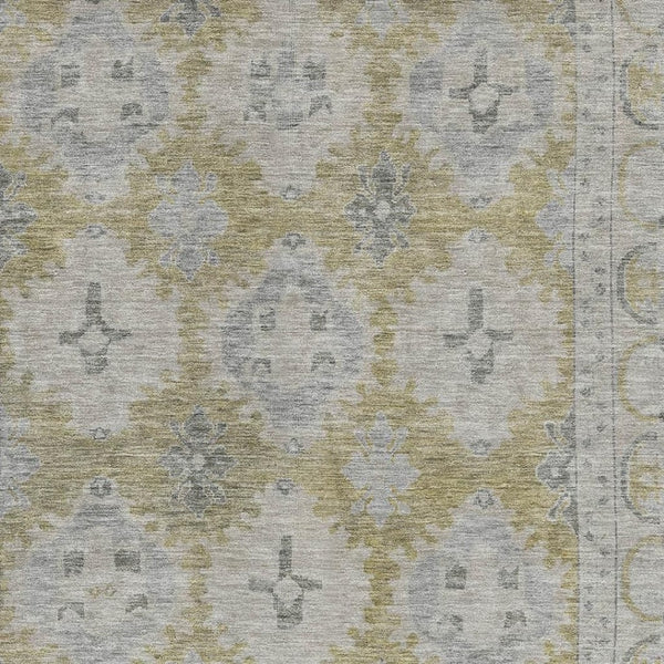 HomeRoots 5' X 8' Wheat & Gray Washable Oriental Area Rug – Soft, Stain Resistant, UV Protected, Durable Design 700501